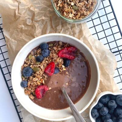 Choco-blueberry smoothiebowl